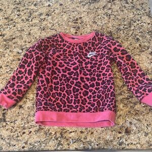 Nike Girls Pink & Black Leopard Pullover Sweatshirt